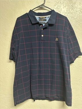 Vintage Tommy Hilfiger Navy golf Polo with  Windowpane Grid